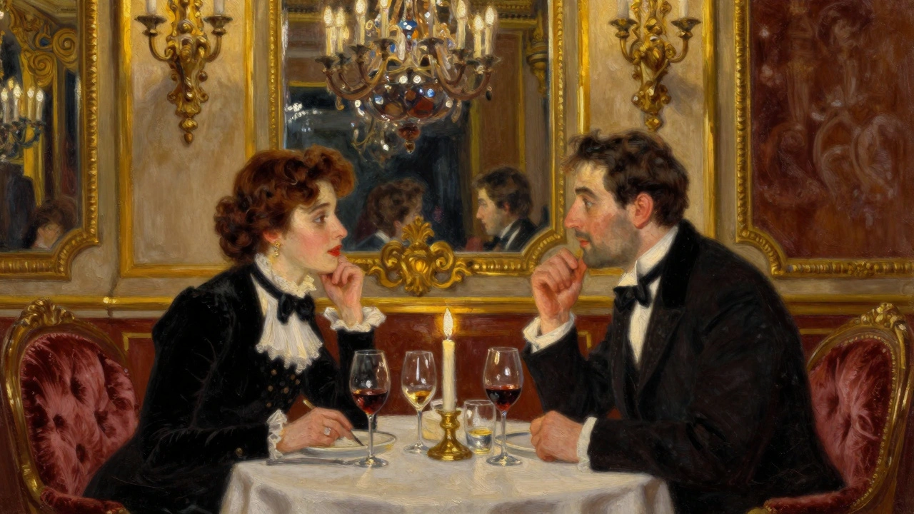 Dining room near Opéra Garnier with wine and conversation.